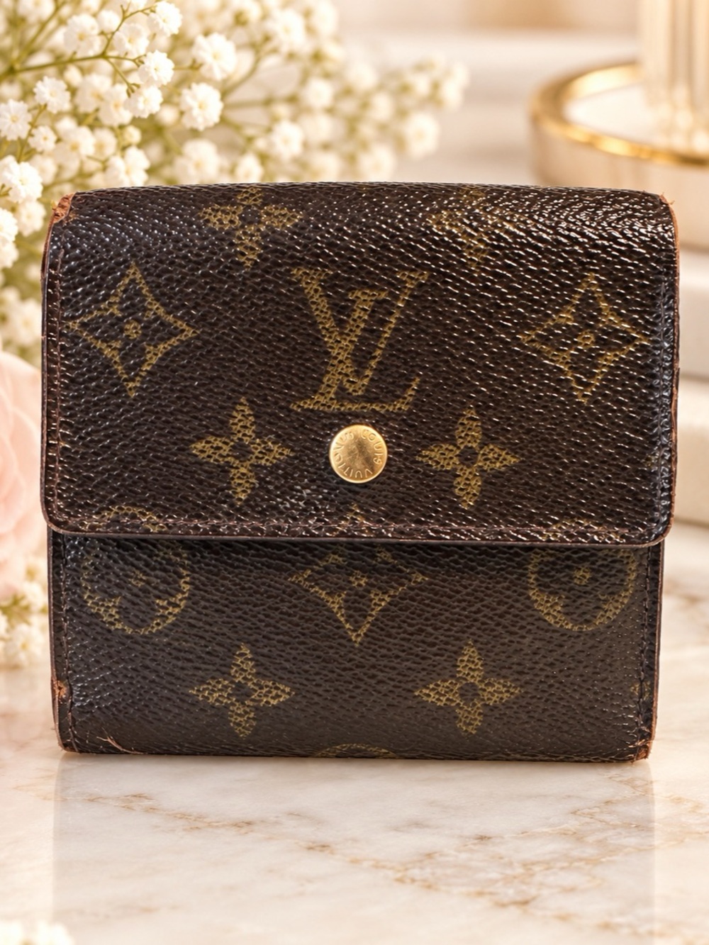 Louis Vuitton Monogram Elise Compact Wallet Authentic